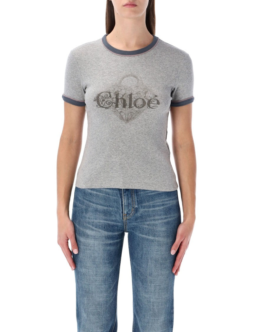 Chloé Grey Chiné Jersey Baby-Fit T-Shirt