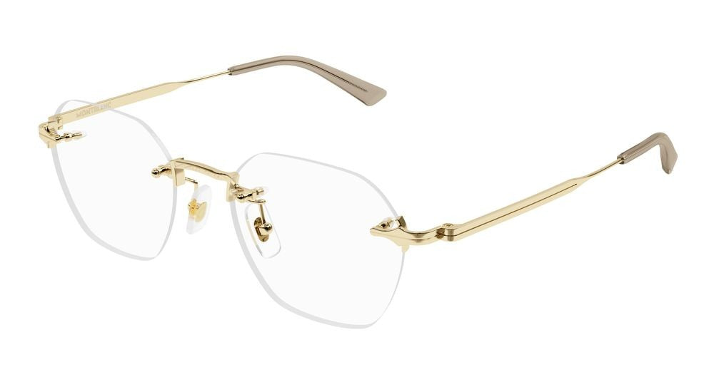 Montblanc Gold Mb0403o Metal Rimless Eyeglasses