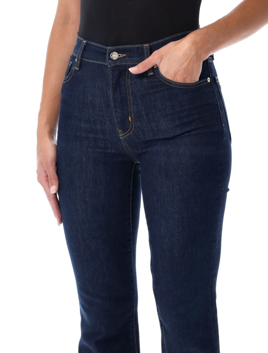 Frame High-Waisted Fitted Flare Jeans With Five-Pocket Design