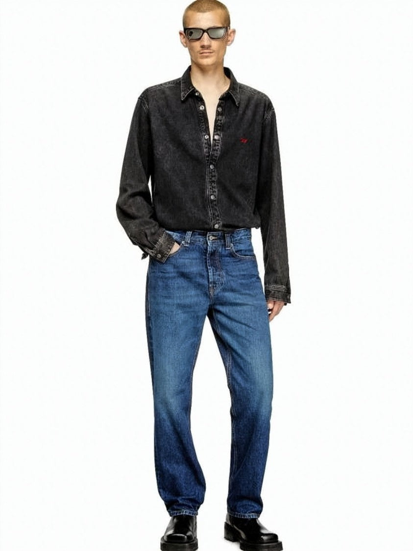 Diesel Blue Straight-Leg Medium Wash Denim Jeans