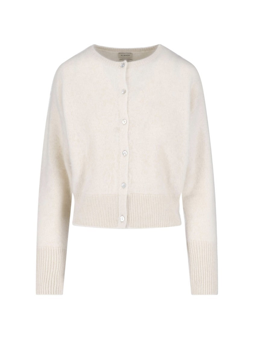 Almada Cropped Cashmere Cardigan With Button Closure And Ribbed Detailing