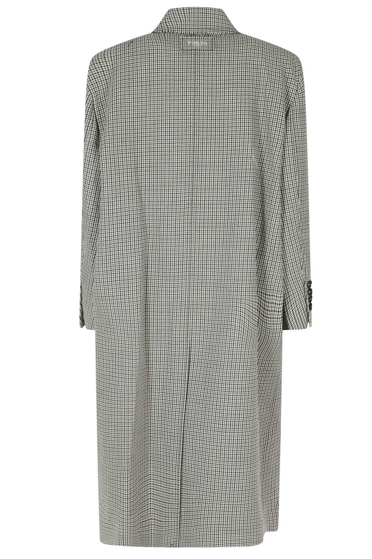 Ports 1961 Gray Check Pattern Fringed Lapels Wool Coat