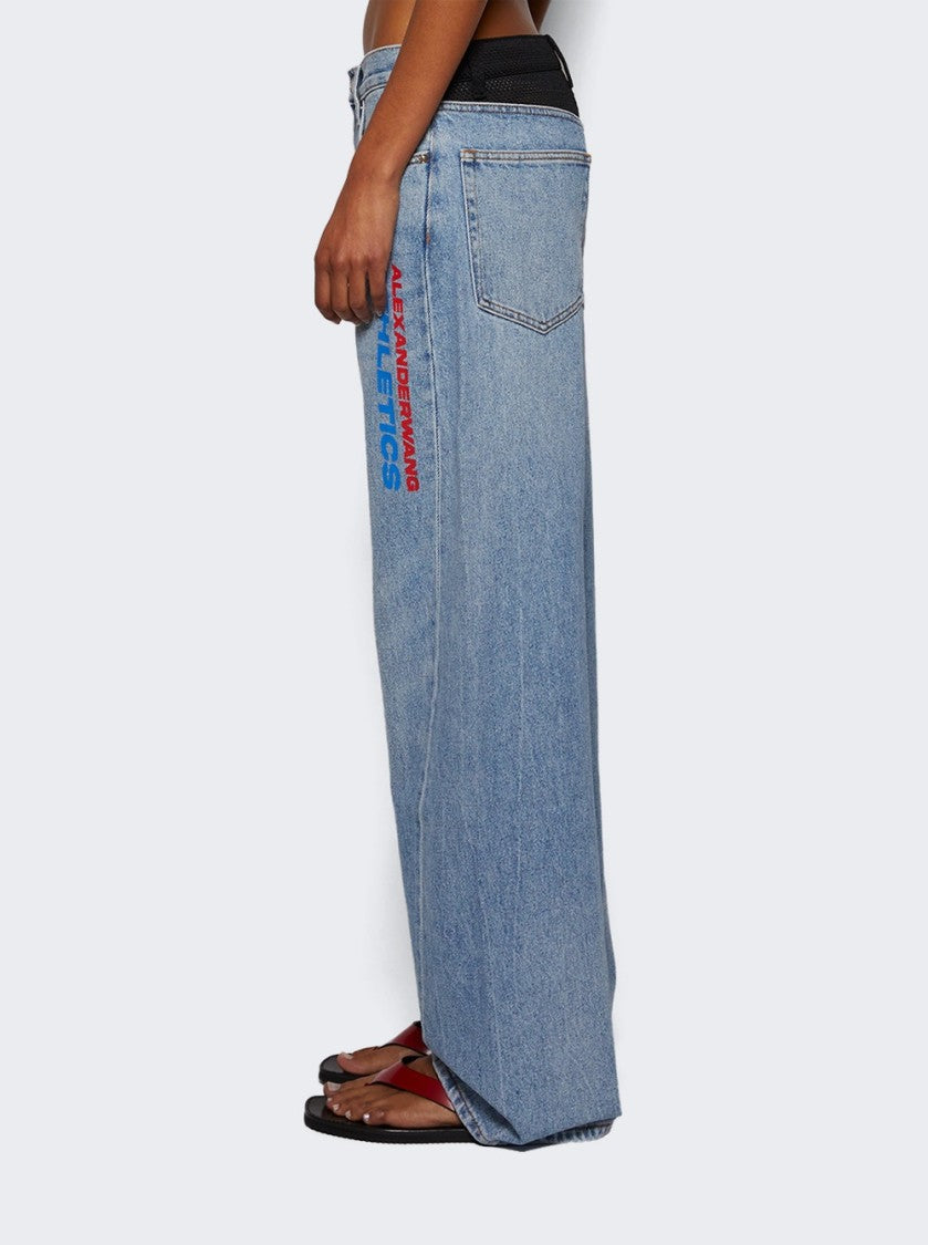 Alexander Wang Mesh Back Balloon Jean With Logo - Blue