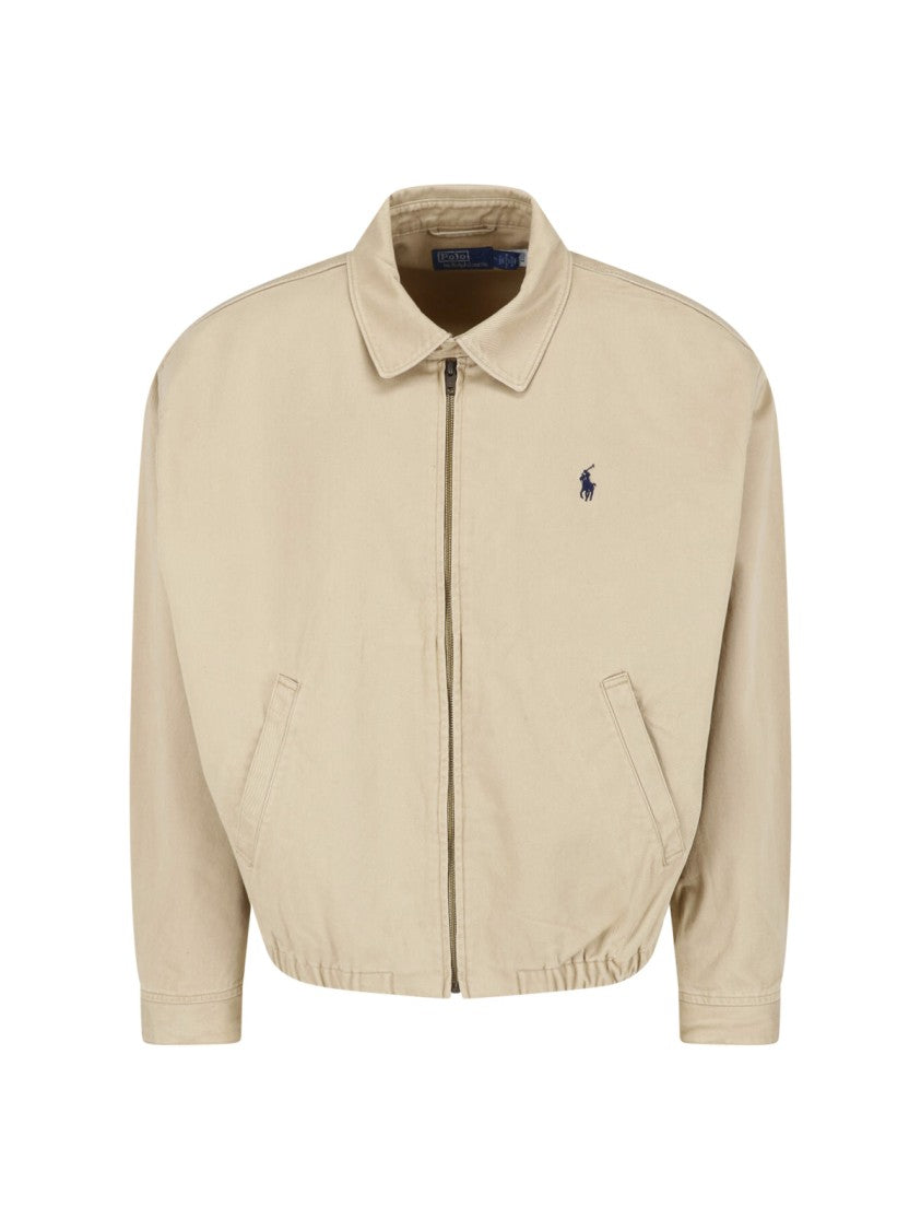 Polo Ralph Lauren Neutral Cropped Zip Front Casual Jacket