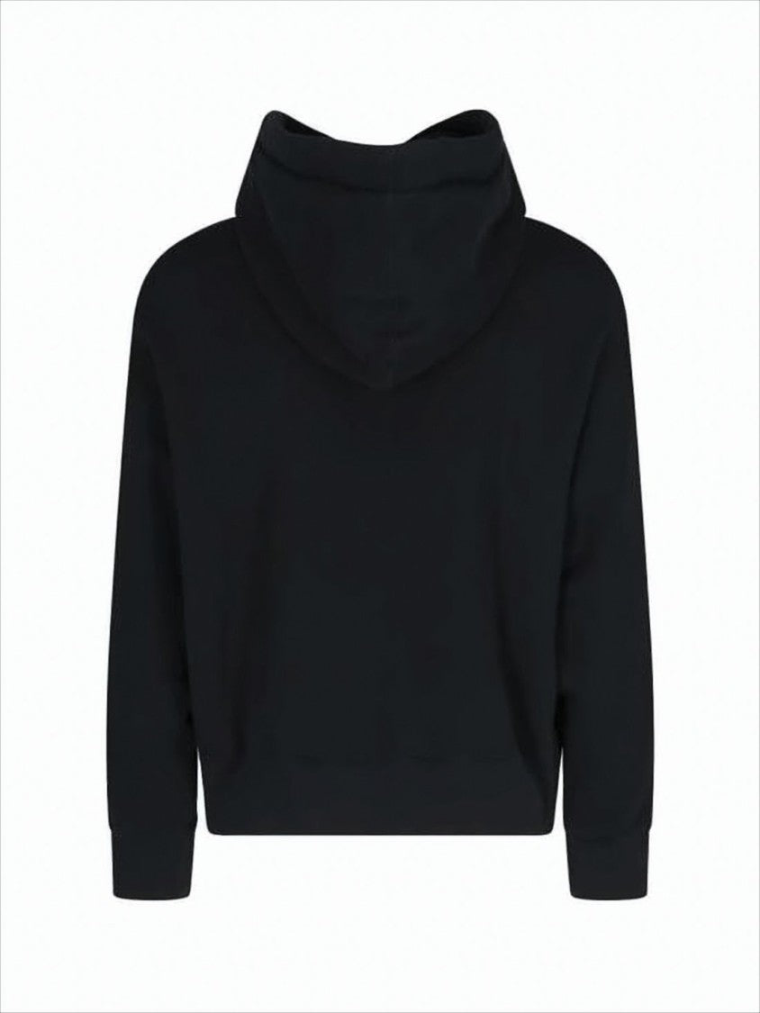 Palm Angels Cropped Black Hoodie With Embroidered Leaf Design