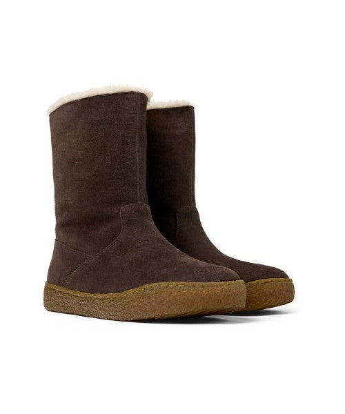 Camper Mid-Calf Nubuck Leather Boots With Plush Shearling Lining
