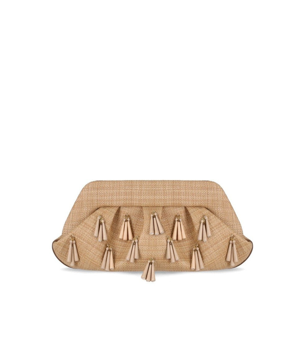 Themoirè Emera Paper Fringes Macadamia Clutch Bag