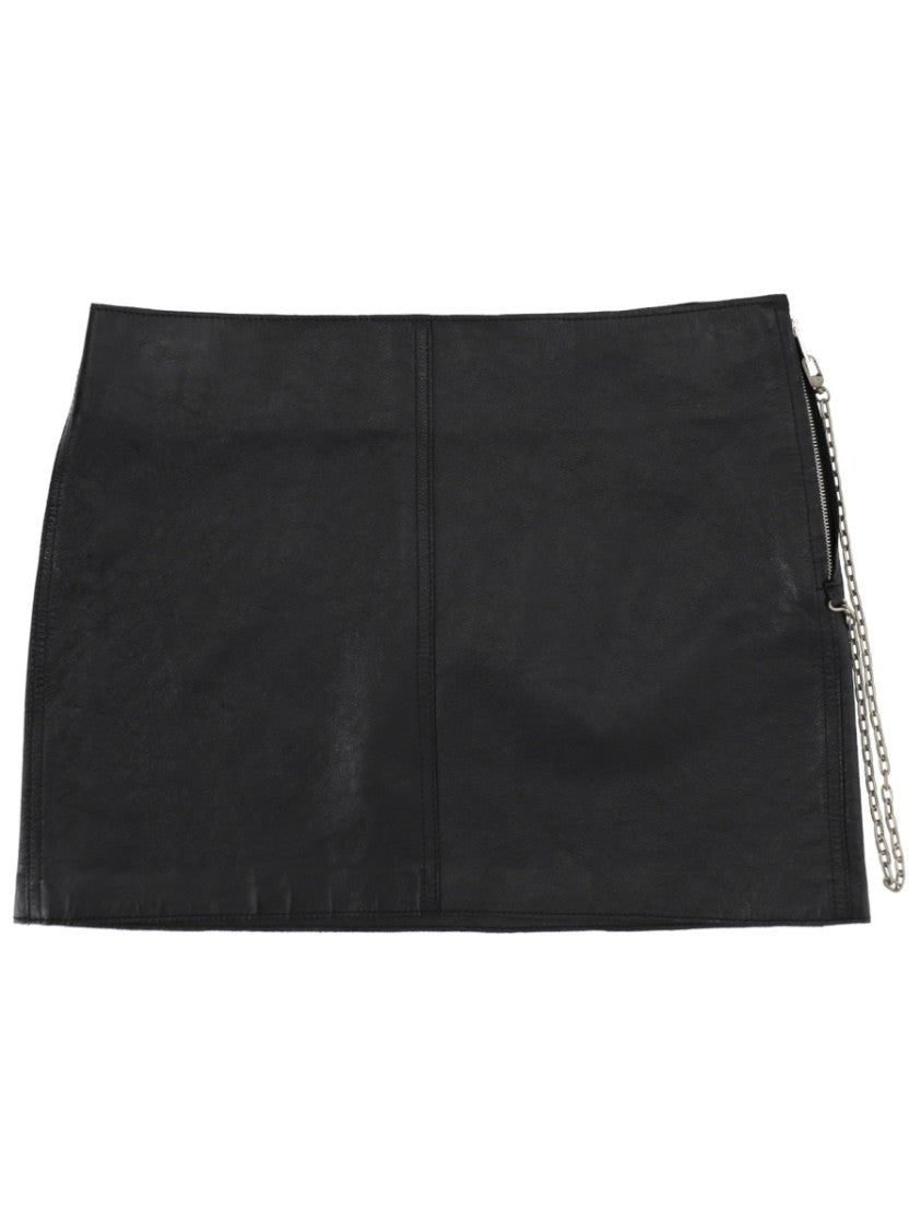 Alexander Wang Black Silver Chain Cow Leather Mini Skirt