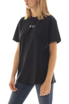 N°21 Boxy Black Cotton T-Shirt