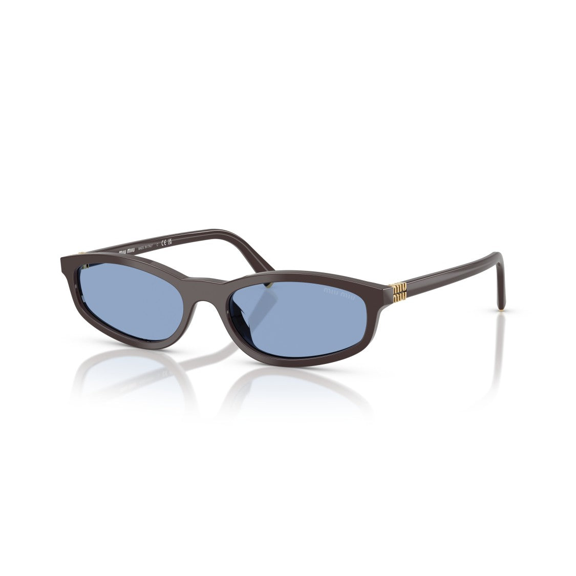 Miu Miu 0Mu A06s Rectangular Acetate Sunglasses With Gold Accents