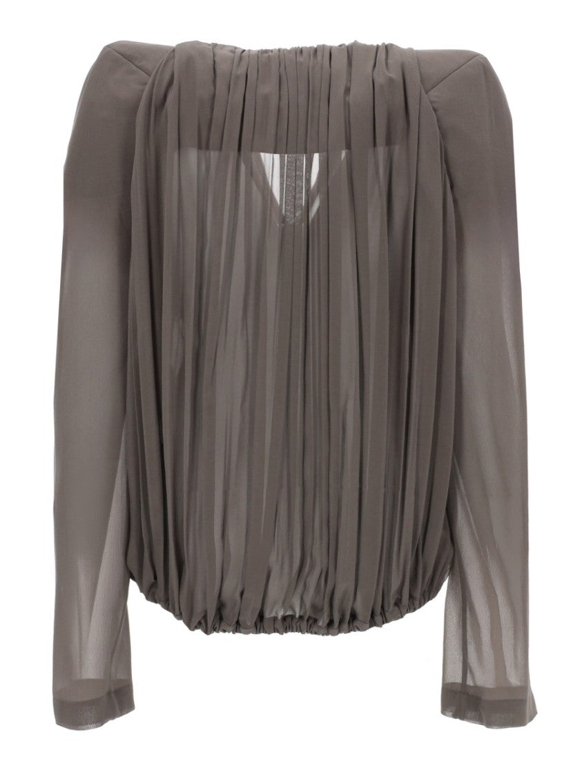 Rick Owens Neutrals Mary Draped Sheer Sleeves Jacket