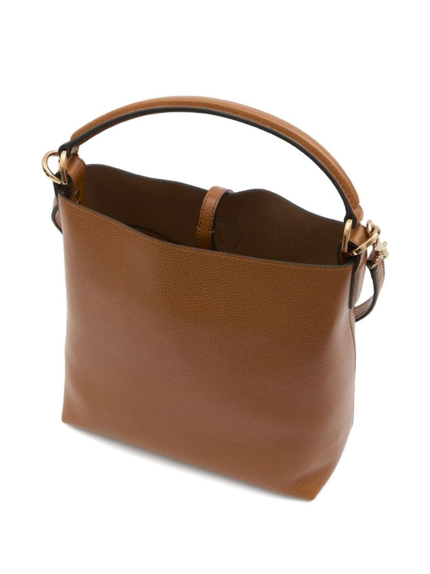 Tod's Structured Pebbled Leather Handbag With Metallic Clasp