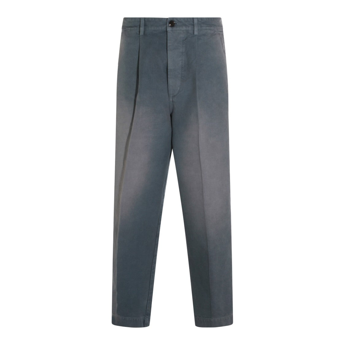 Marni Light Blue Cotton Pants With Front Pleats And Relaxed Fit