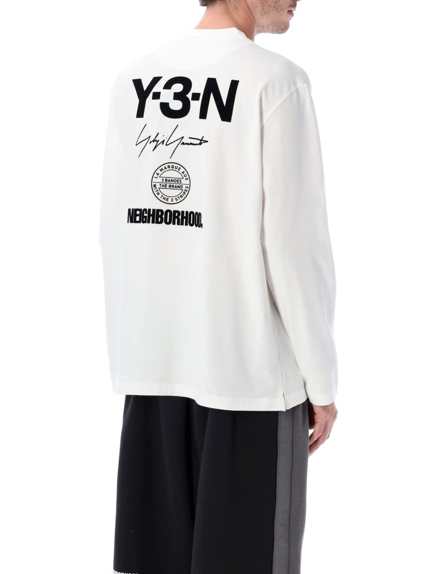 Y-3 X Neighborhood Y-3 Nbhd Long Sleeve White Cotton T-Shirt