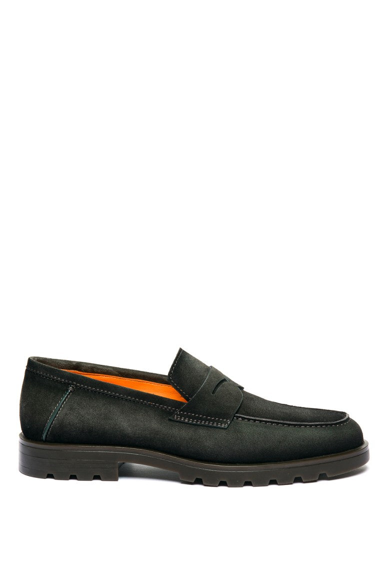 Santoni Suede Moccasins With Rubber Sole