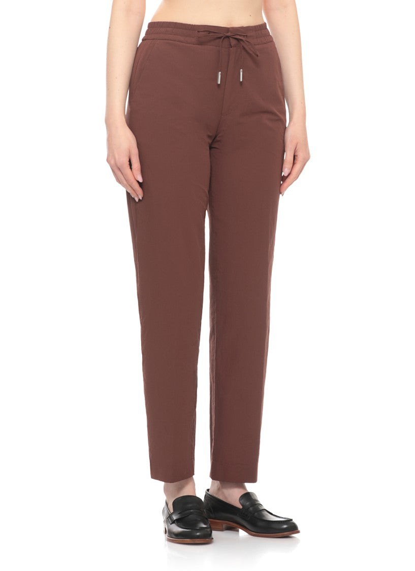 Pt Torino Brown Elastic Waist Cotton Formal Pants