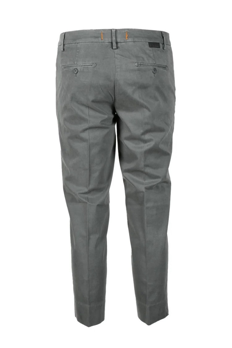 Bonheur Tailored Grey Cotton Stretch Trousers With Modern Fit