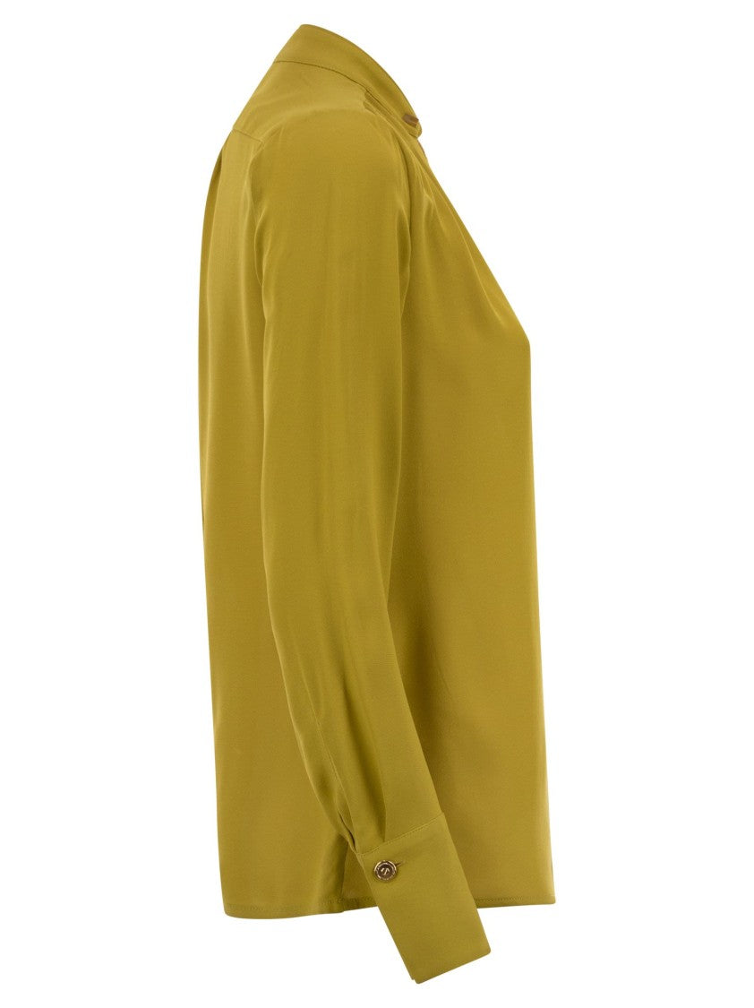 Elisabetta Franchi Georgette Shirt With Charms And Logo