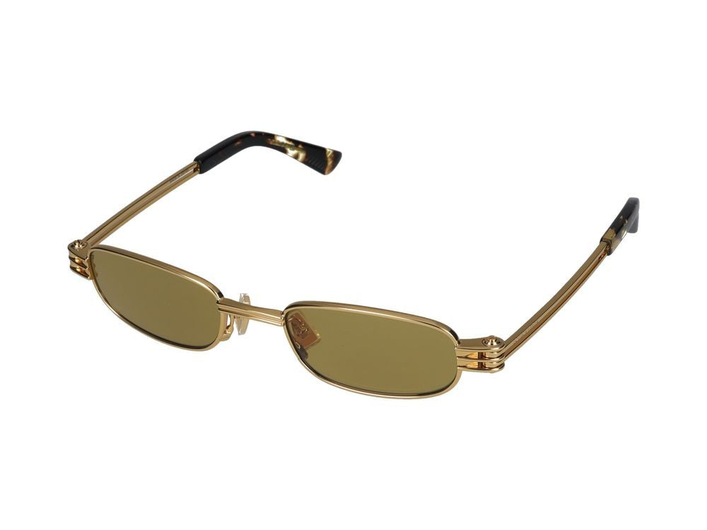 Bottega Veneta Gold Tortoiseshell Tips Gold Metal Sunglasses