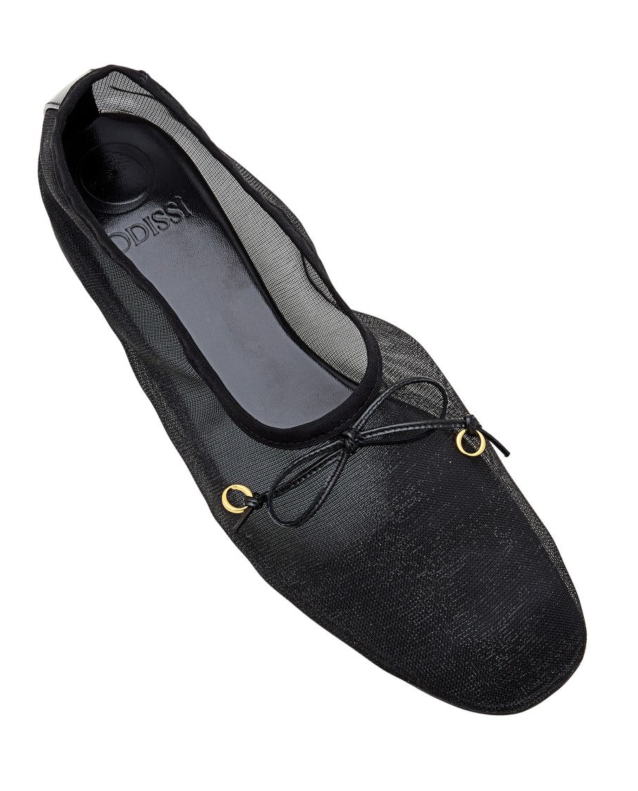 Odissi Square Toe Ballerina Flats With Bow Detail