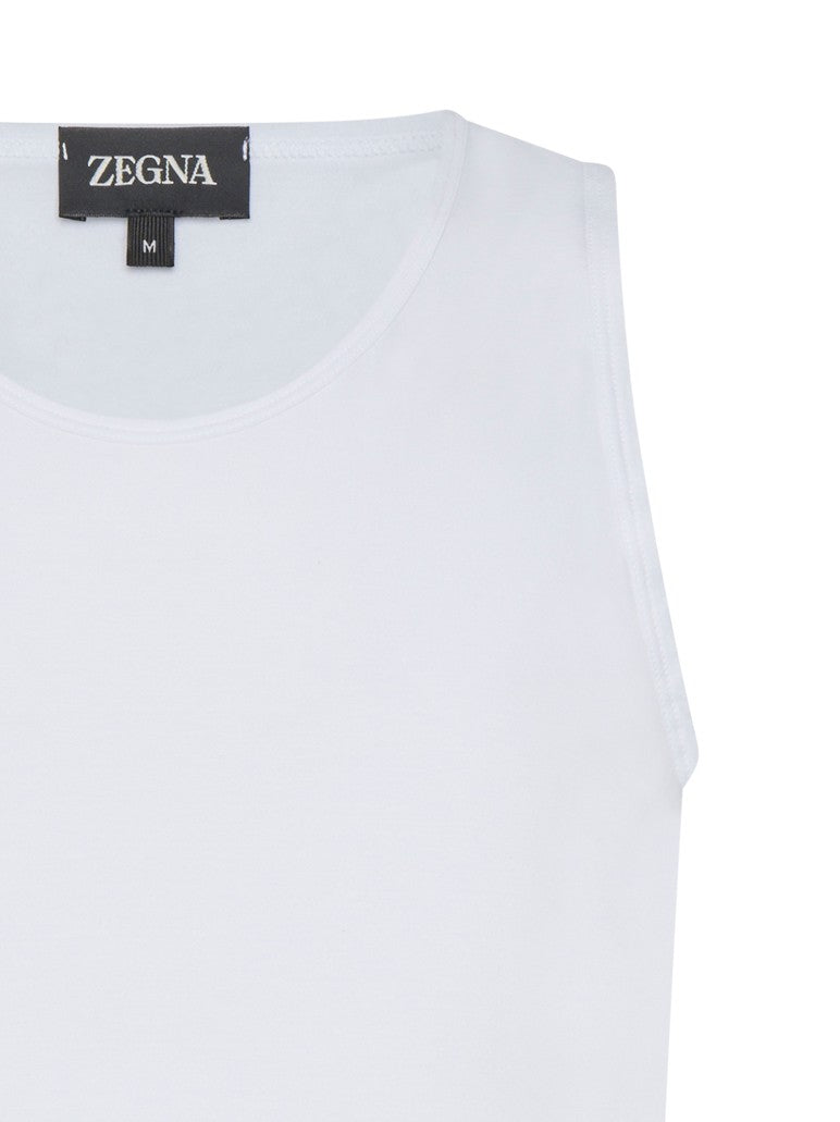 Zegna Sleeveless White Top With Wide Shoulder Straps