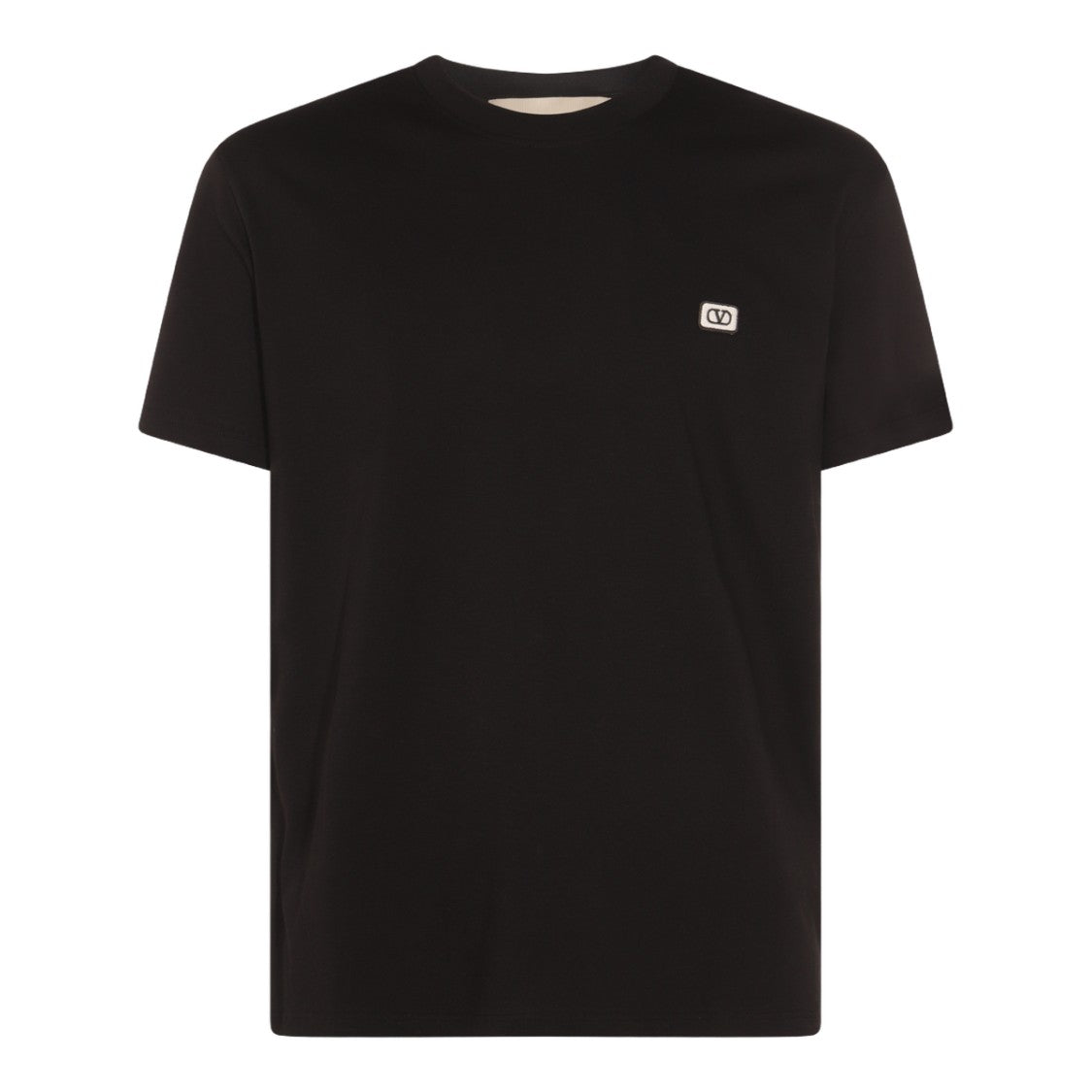 Valentino Short-Sleeve Black T-Shirt With Logo Patch