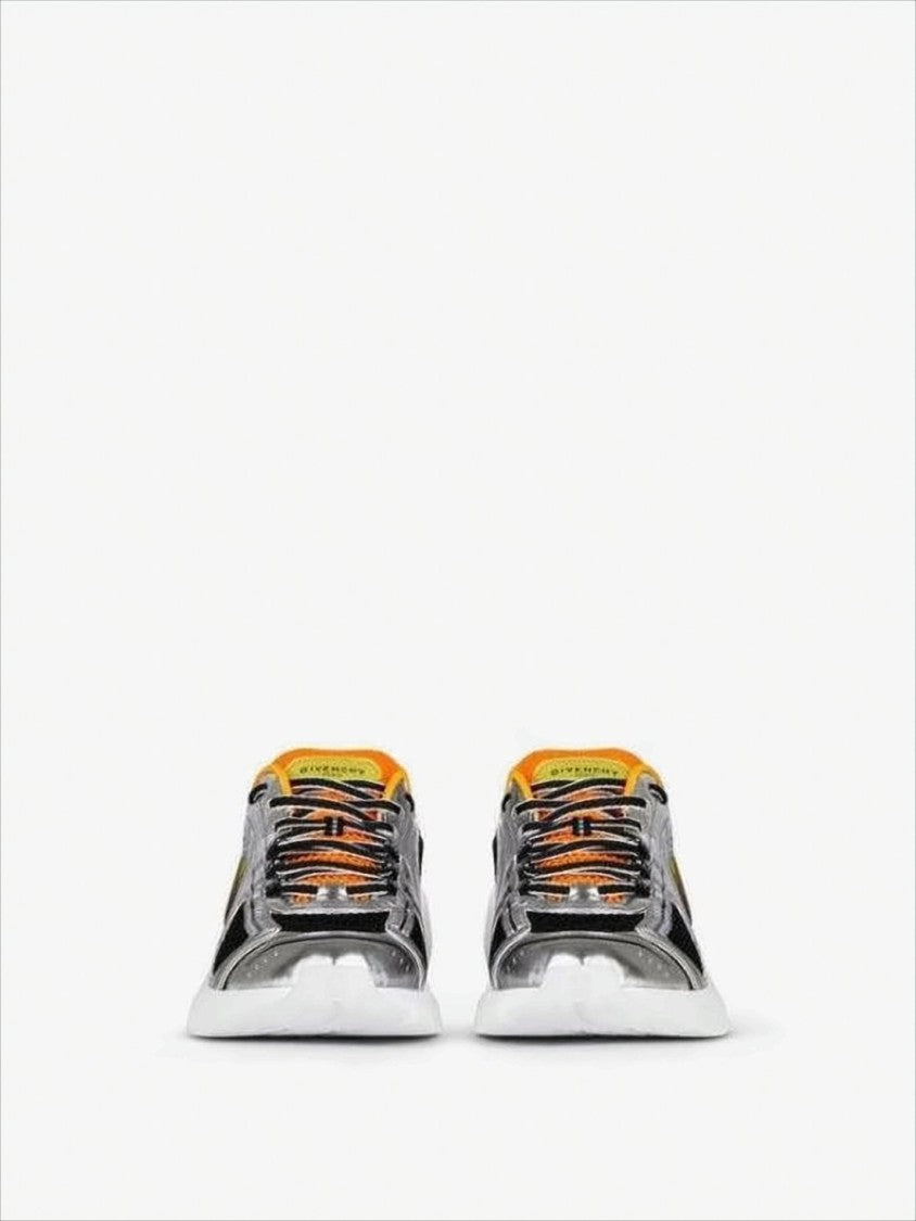 Givenchy Futuristic Metallic Silver And Black Mesh Sneakers