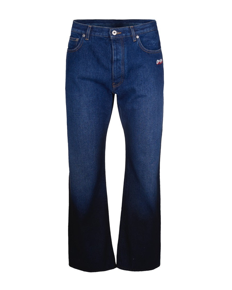 Off-White Medium Blue Denim Jeans With Embroidered Logo