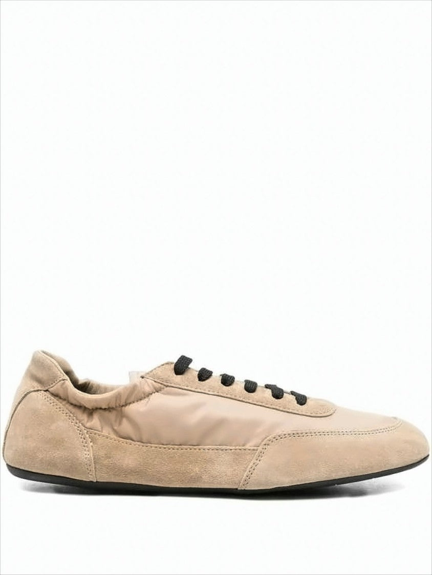 Prada Low-Profile Minimalist Sneakers With Suede And Leather Textures