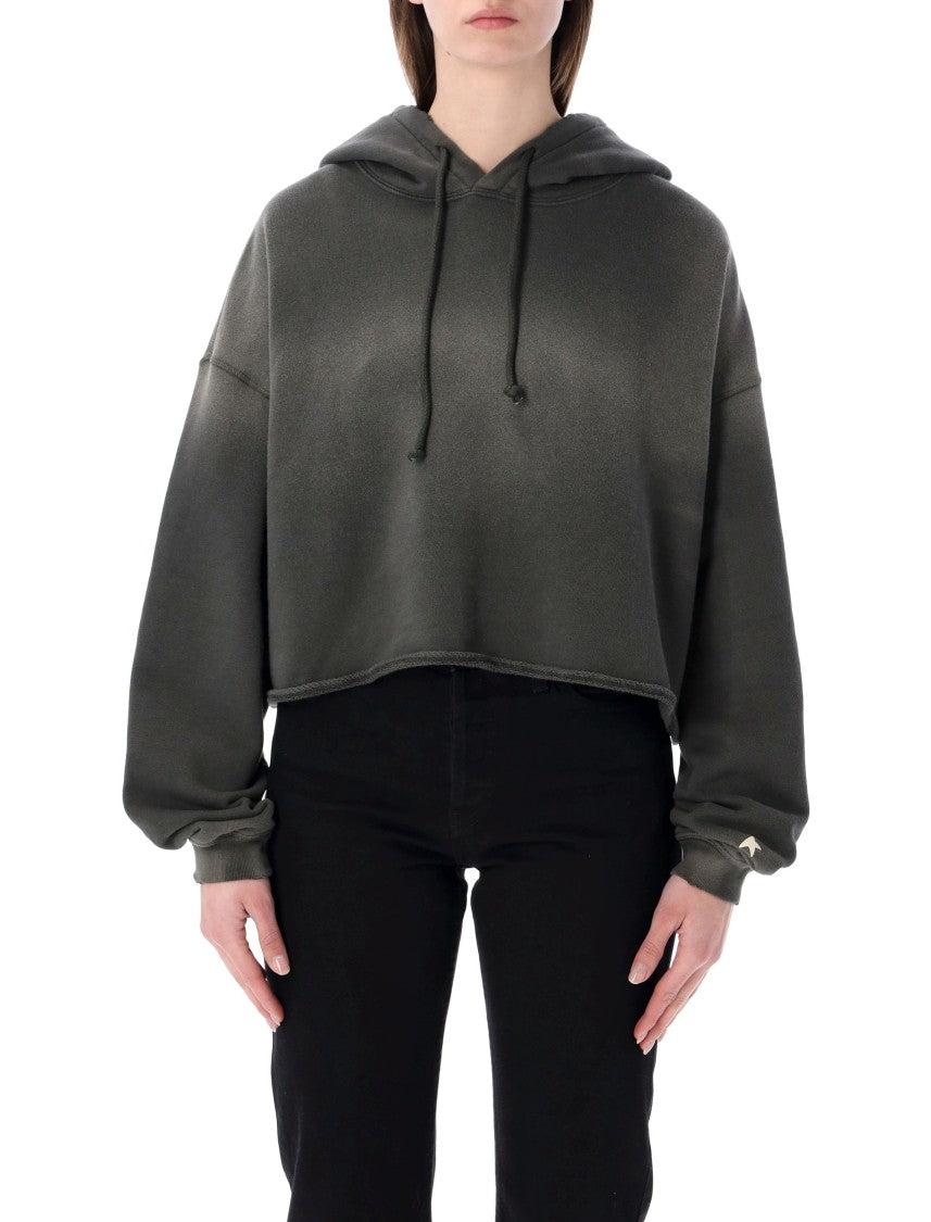 Golden Goose Star Print Raw Hem Cropped Hoodie