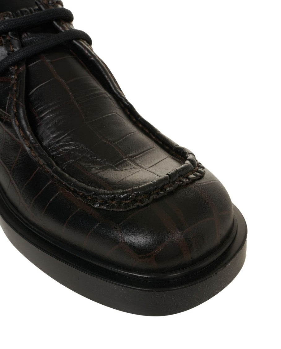 Copenaghen Crocodile-Effect Lace-Up Shoes With Sole