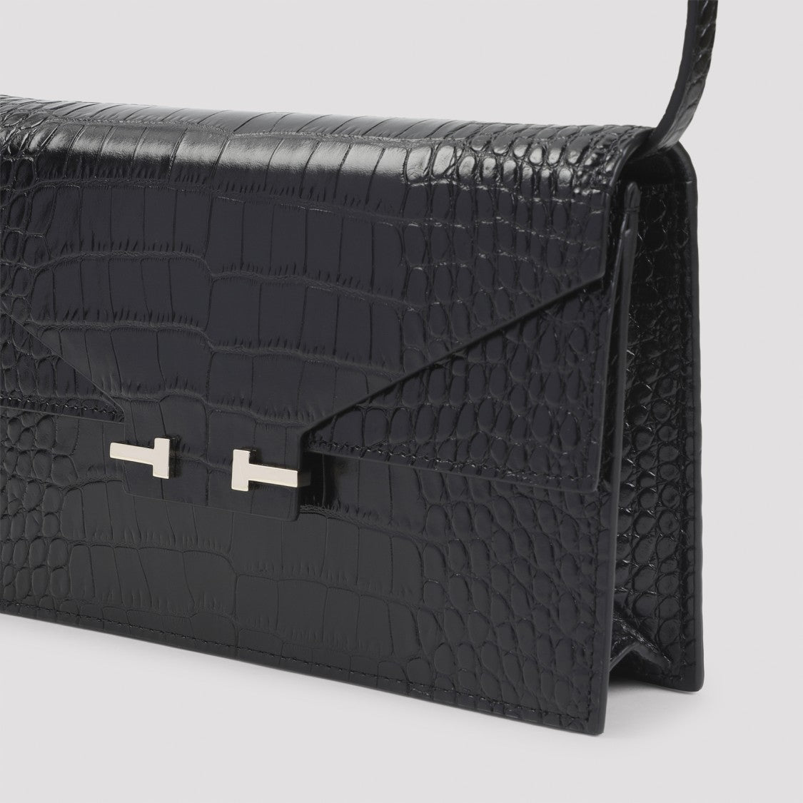 Tom Ford Textured Black Calf Leather Shoulder Bag