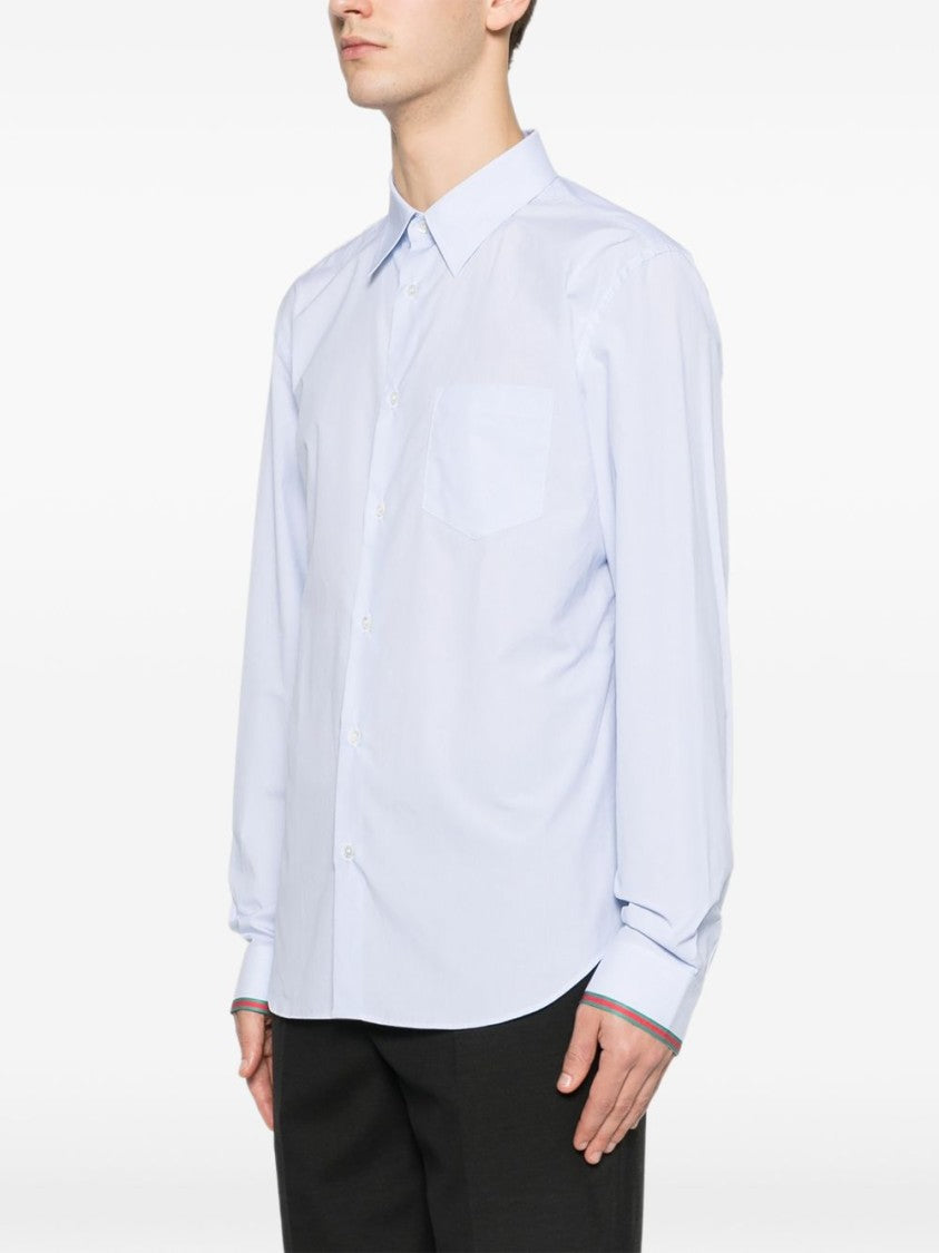 Gucci Light Blue Pinstripe Shirt With Button-Down Collar