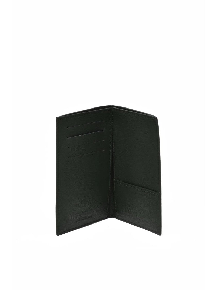 Emporio Armani Military Green Polyurethane Saffiano Cardholder