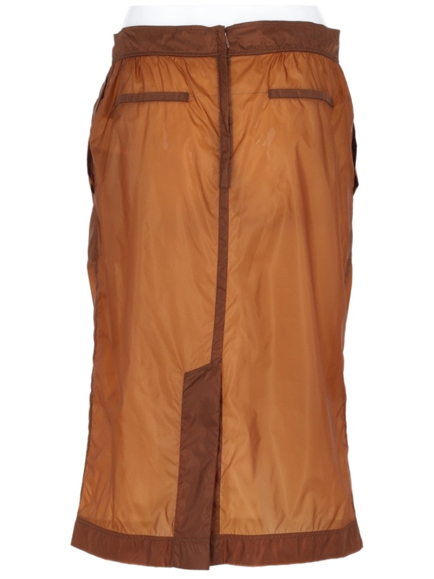 Saint Laurent Pencil Skirt In Semi-Sheer Nylon With Contrast Accents