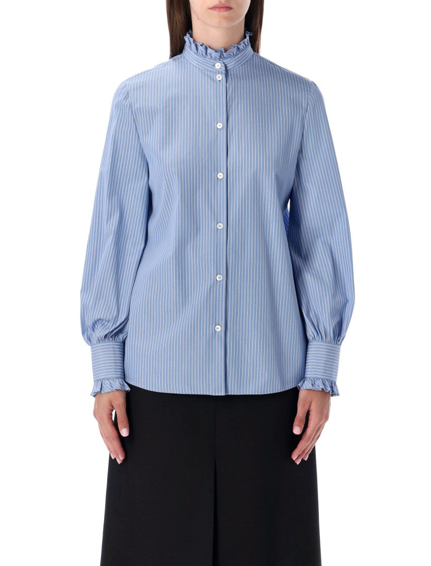 Valentino Garavani Valentino Striped Cotton Ruffled Shirt