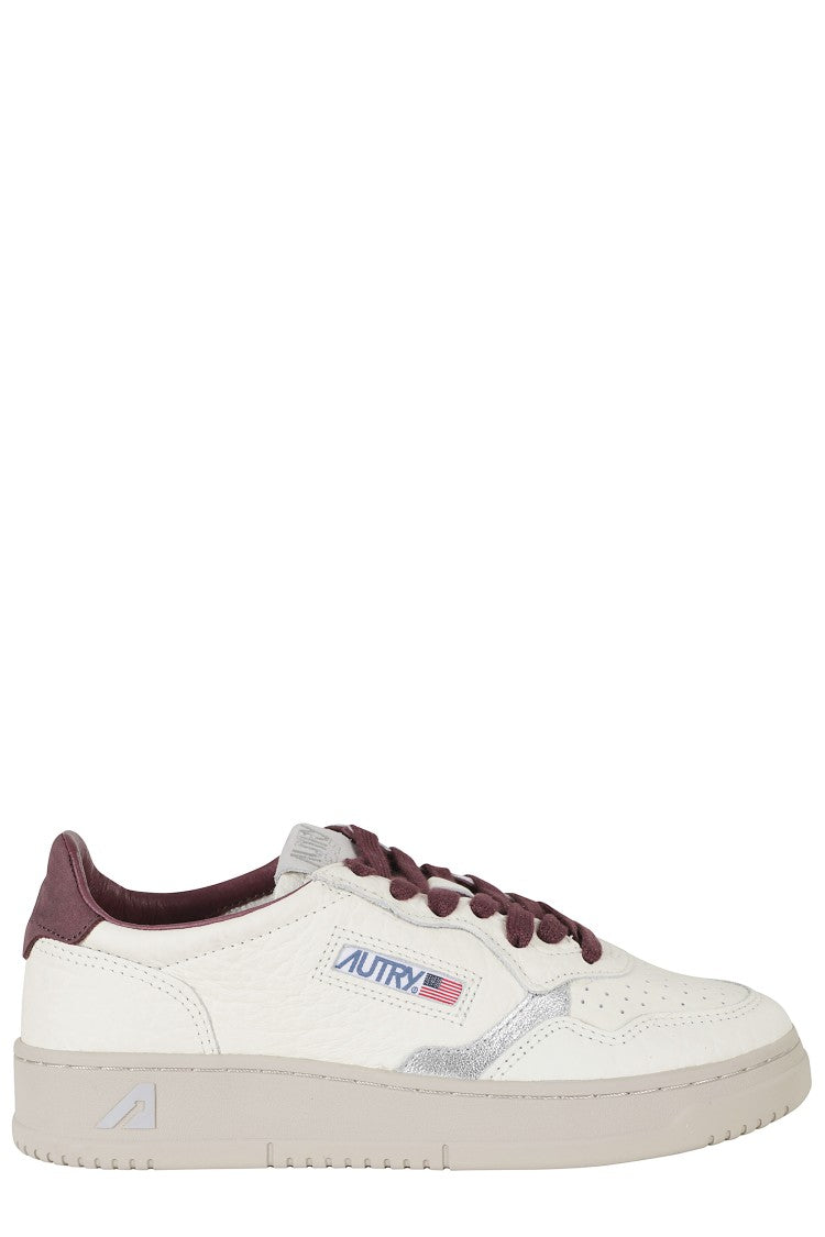 Autry Cream Burgundy Silver Medalist Low Suede Leather Sneakers