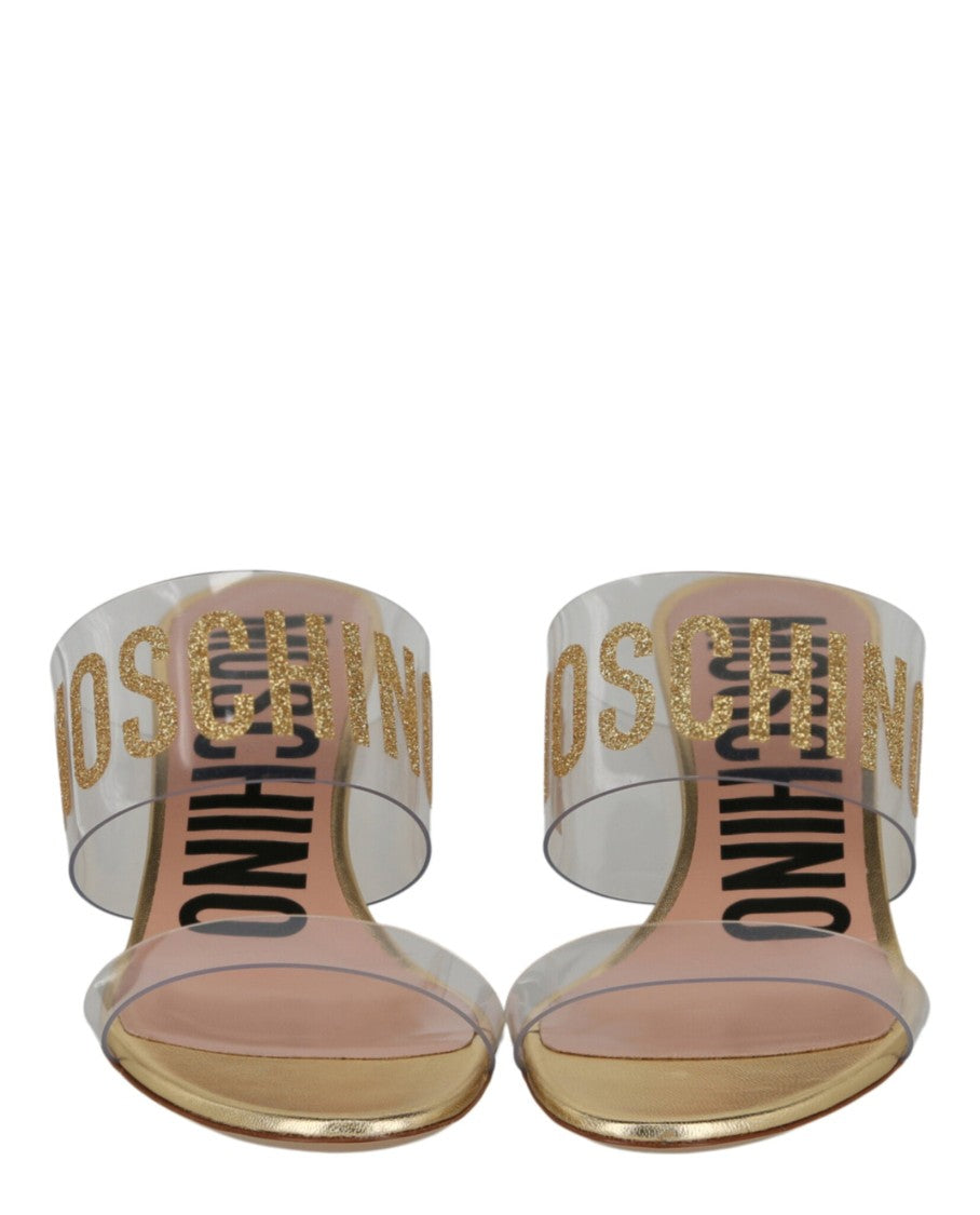 Moschino Glitter Logo Heel Sandals