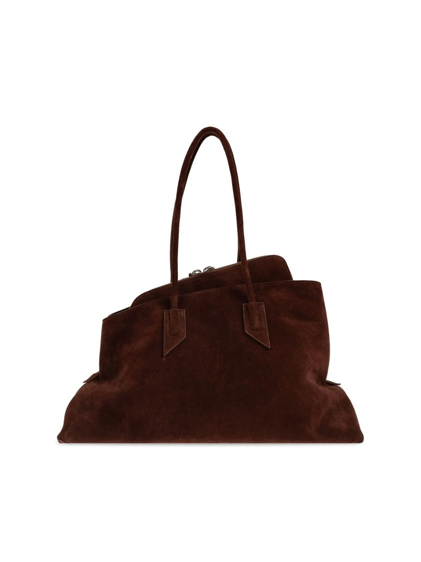 The Attico La Passeggiata Medium Slouchy Suede Handbag - Brown