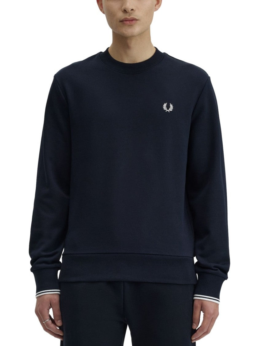 Fred Perry Crew Neck Thin Stripes Cuffs Sweatshirt