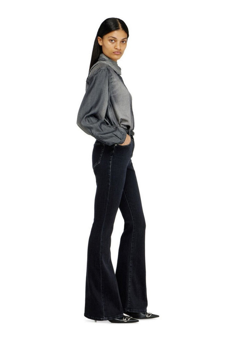 Diesel Black Black-Wash Cotton-Blend Flared Jeans