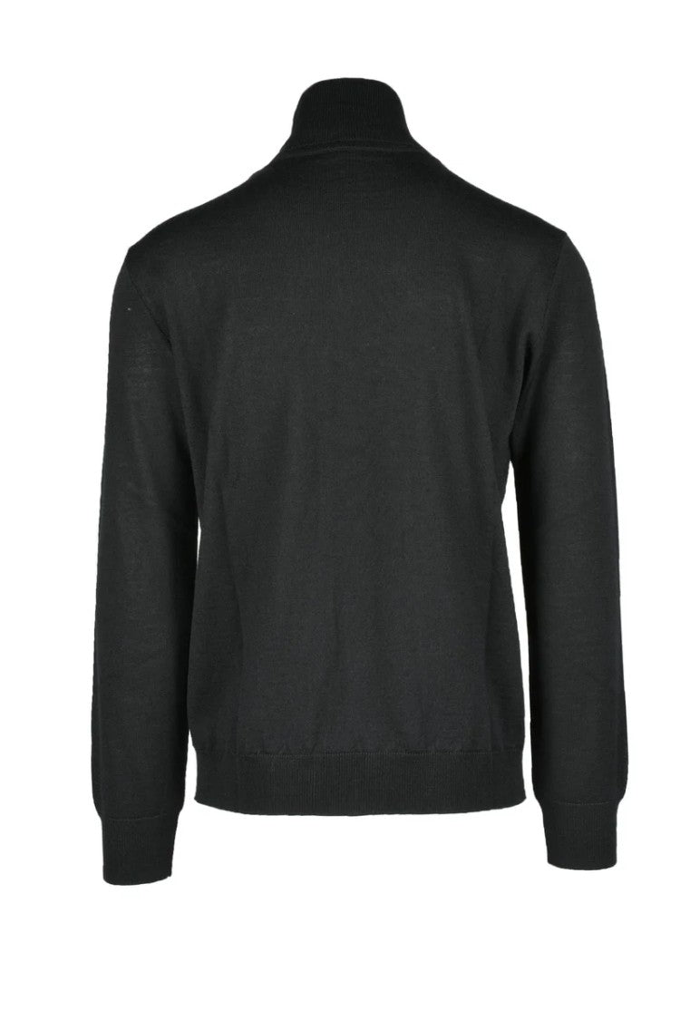 C N C Costume National Black High-Neck Virgin Wool-Blend Sweater