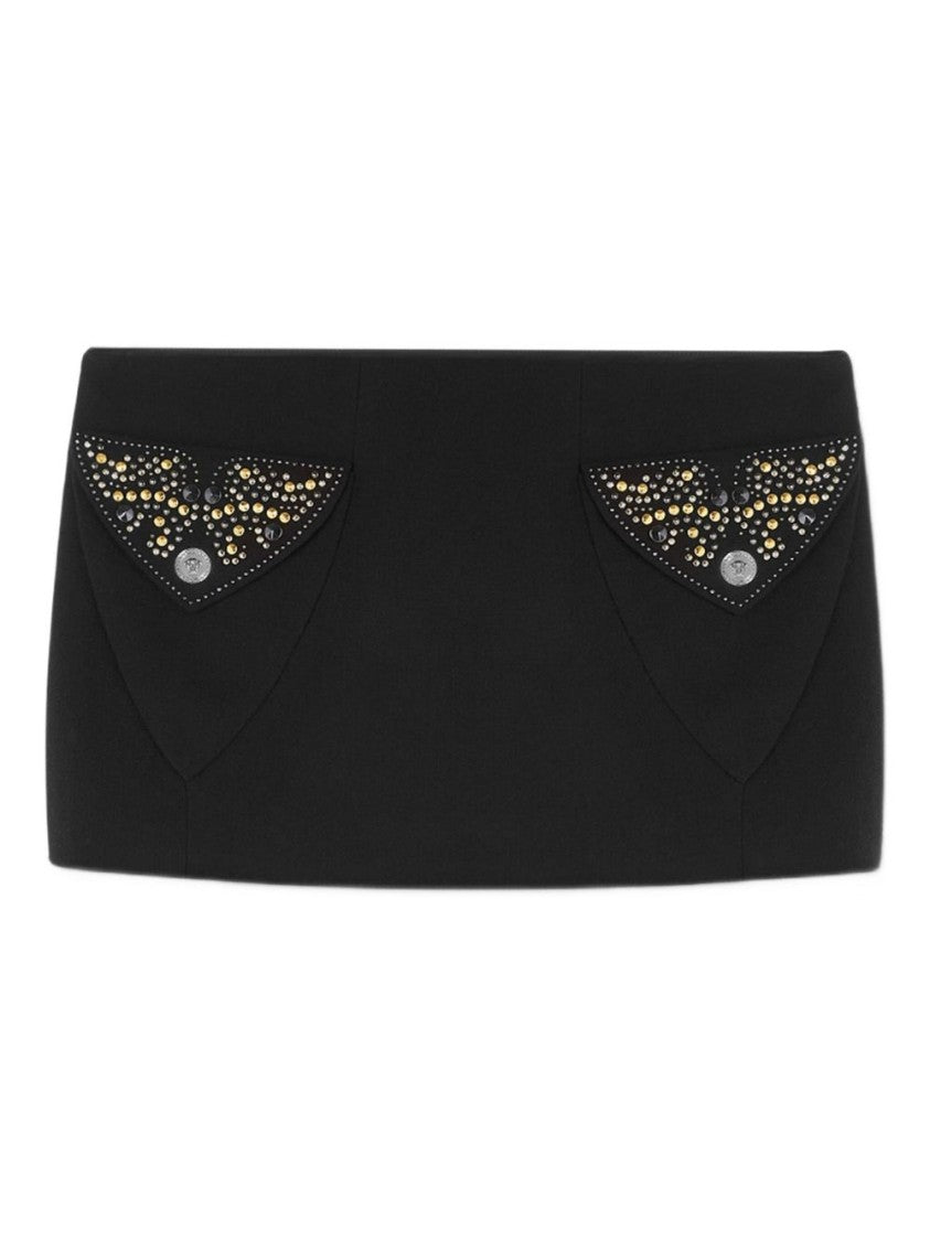 Versace Mini Skirt In Double Wool Crepe