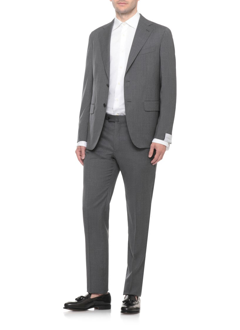 Caruso Grey Peak Lapel Wool Suit