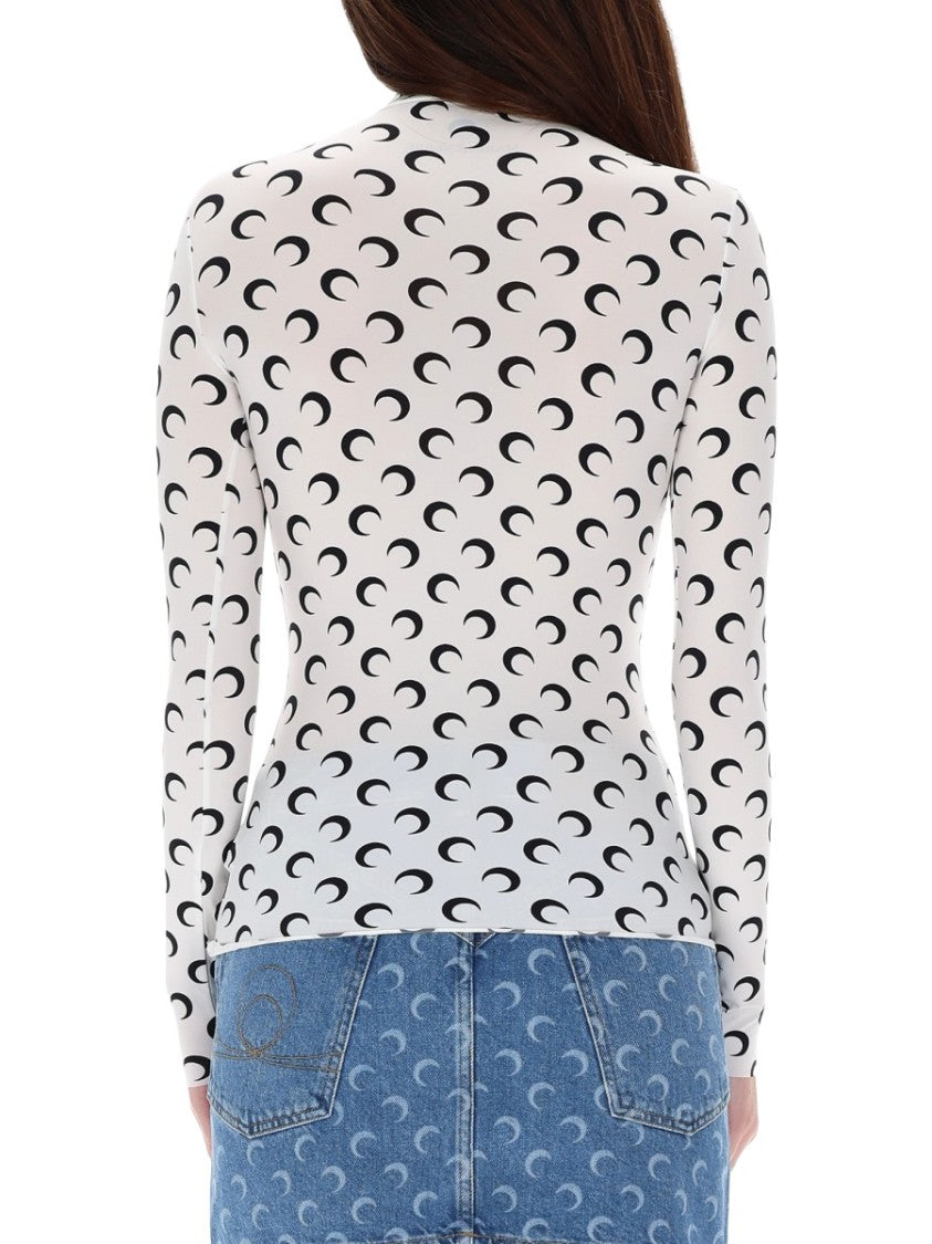 Marine Serre Moon Crescent Print Synthetic-Blend Fitted T-Shirt