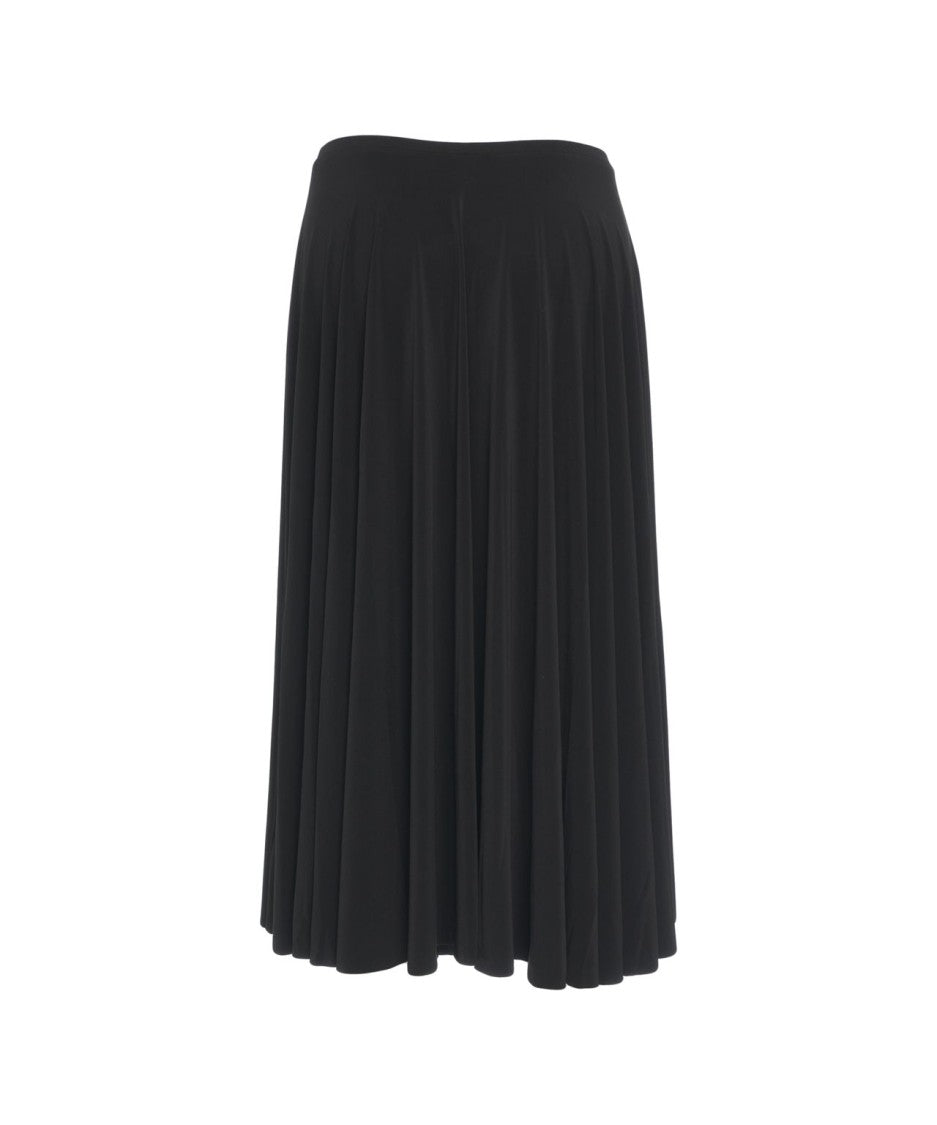 Norma Kamali A-Line Midi Skirt With Pleated Design And Elastic Waistband