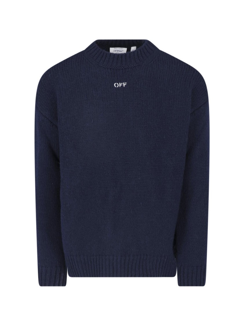 Off-White Blue Wool Arrow Knitted Crewneck Sweater