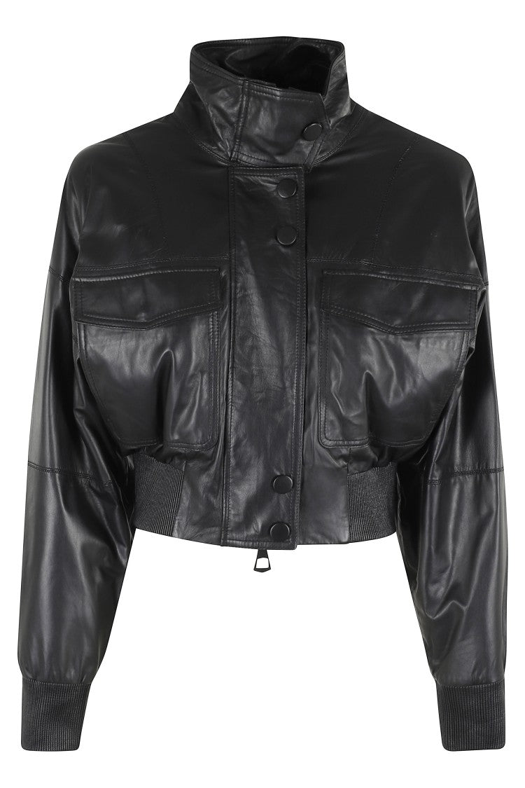 Stella Maxwell X Marella Cropped Leather Jacket With Wide Fit