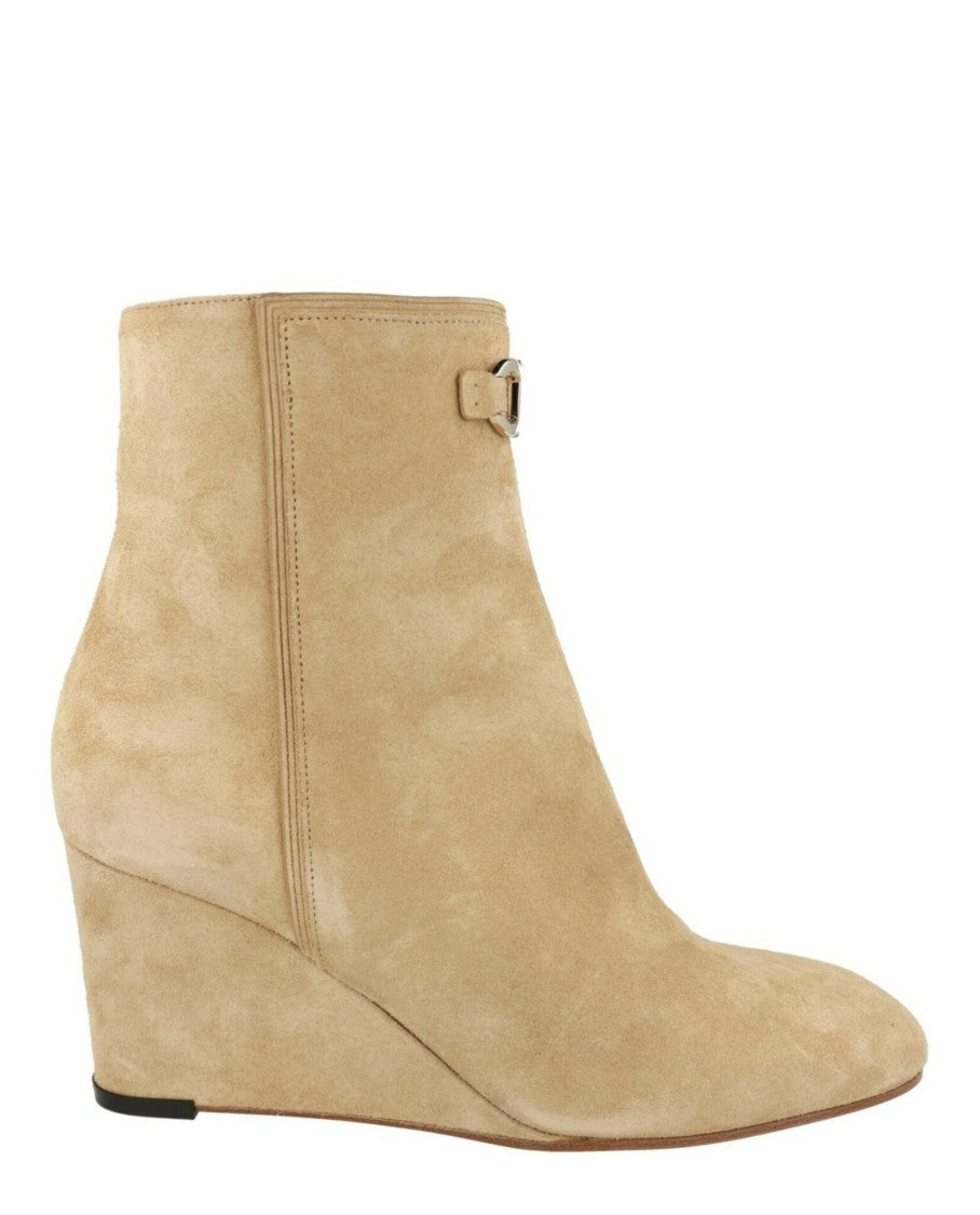 Ferragamo Catuja 70 Suede Ankle Booties With Wedge Heel