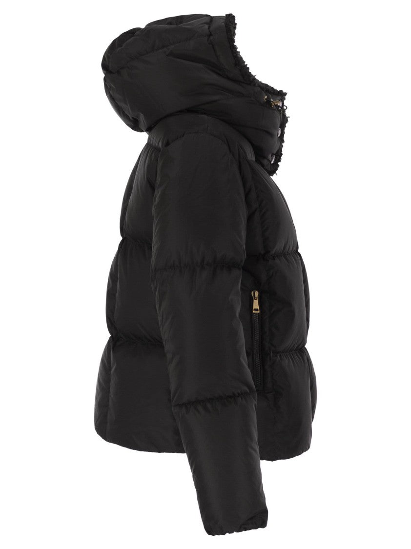 Moncler Castelnou - Short Down Jacket With Hood And Square Quilting